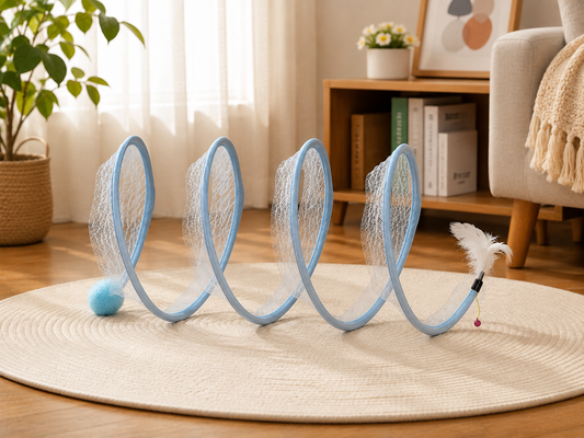 Encourage Active Play – Foldable S-Type Interactive Cat Tunnel with Feather & Mouse