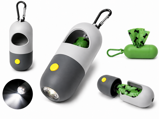 LED Pet Waste Bag Dispenser – Dog Poop Bag Holder with Night Light