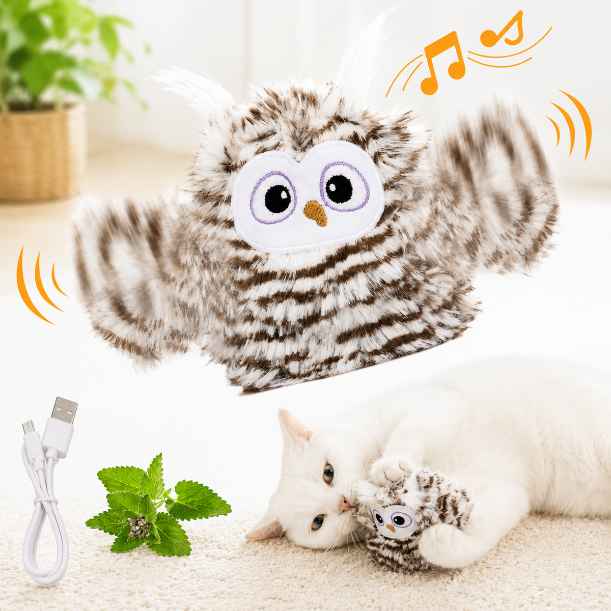 Interactive Flapping Bird Cat Toy – USB Rechargeable Plush Toy