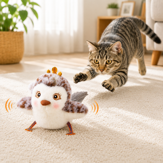 Interactive Flapping Bird Cat Toy – USB Rechargeable Plush Toy